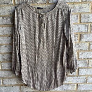 Saraceno Bellagio 3/4 Sleeve Geometric Print 1/4 Button Blouse Women's Size M